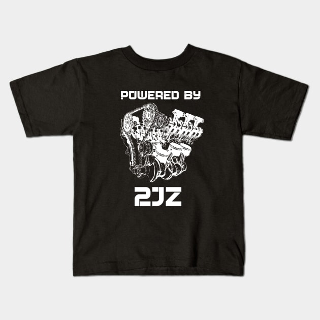 Powered by 2JZ Kids T-Shirt by FungibleDesign